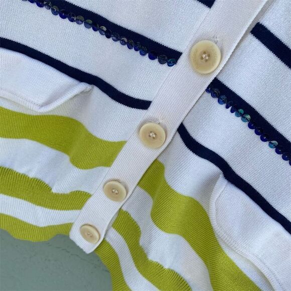 Guess by Marciano Women's Striped Cardigan Sweater Silk & Cotton Size L - Picture 6 of 13